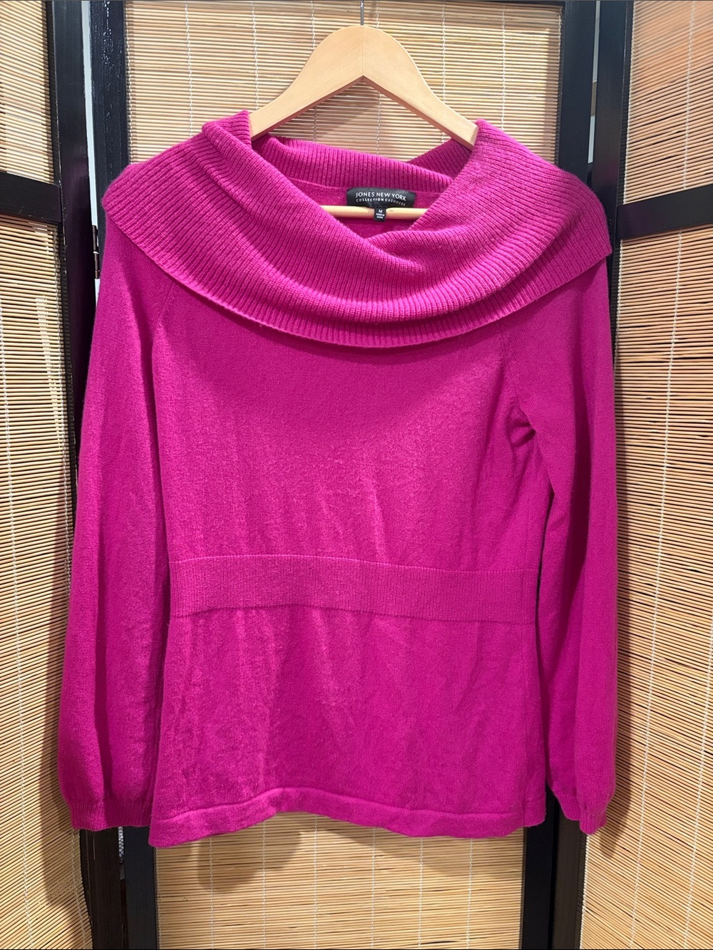 Jones New York Bright Fuchsia Cowl Neck Sweater